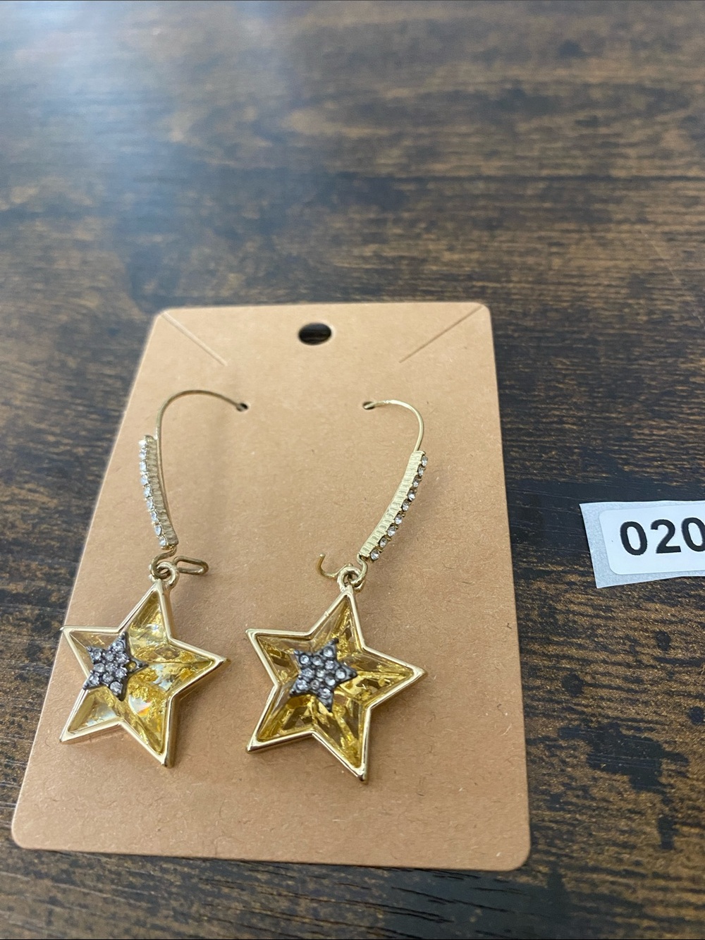Betsey Johnson Gold Tone Celestial Punk Star Hook Drop Earrings Crystal NWT